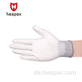 Hespax weiße polyester palmpalmenbeschichtete Arbeit Handschuhe